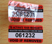 Tamper Evident Polyester Serial Number Labels